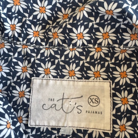 The Cats Pajamas Womens Daisy Button Up Sleep Shirt Blue Size XS - Picture 3 of 5